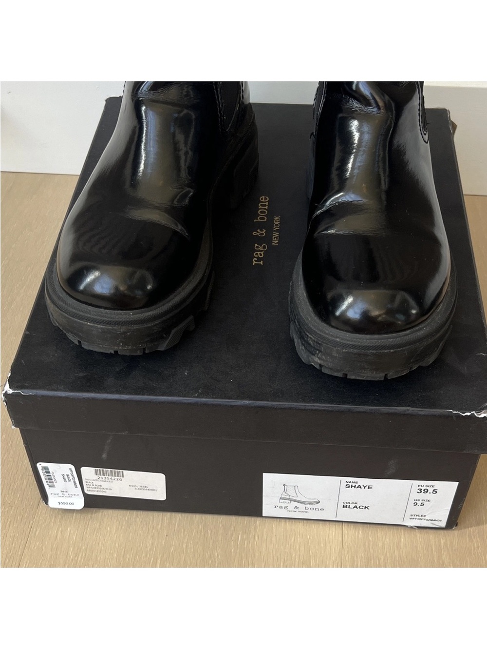 Rag & Bone Black Leather Lug Sole Ankle Boot 8.5 / 39.5 - Picture 5 of 6
